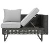K&K 6-Pers Diamond Weave Patio Sectional Furniture Set with Extendable Coffee Table with Ice Bucket, Collapsible Seat,Conversation Set with Side Table