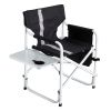 2-piece Padded Folding Outdoor Chair with Side Table and Storage Pockets,Lightweight Oversized Directors Chair for indoor, Outdoor Camping, Picnics an