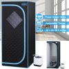 Full Size Portable Grey Steam Sauna tentPersonal Home Spa, with Steam Generator, Remote Control, Foldable Chair, Timer and PVC Pipe Connector Easy to