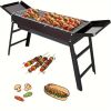23" Lightweight Charcoal BBQ Grill, Collapsible Stainless Steel Design for Picnics & Beach Parties - Portable Outdoor Grill with Detachable Grate, Spa