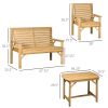 5 Piece Wooden Patio Dining Set for 6, Outdoor Conversation Set with 2 Armchairs, 2 Loveseats, and Dining Table with Umbrella Hole for Backyard, Garde