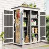 [Video Provided] TOPMAX Outdoor 5.5ft Hx4.1ft L Wood Storage Shed, Garden Tool Cabinet with Waterproof Asphalt Roof, Four Lockable Doors, Multiple-tie