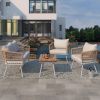 K&K 4-Piece Boho Rope Patio Furniture Set, Outdoor Furniture with Acacia Wood Table, Patio Conversation Set with Deep Seating & Thick Cushion for Back