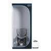 Full Size Portable Grey Steam Sauna tentPersonal Home Spa, with Steam Generator, Remote Control, Foldable Chair, Timer and PVC Pipe Connector Easy to
