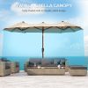 Outsunny Double-sided Patio Umbrella 9.5' Large Outdoor Market Umbrella with Push Button Tilt and Crank, 3 Air Vents and 12 Ribs, for Garden, Deck, Po