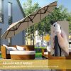 Outsunny Double-sided Patio Umbrella 9.5' Large Outdoor Market Umbrella with Push Button Tilt and Crank, 3 Air Vents and 12 Ribs, for Garden, Deck, Po