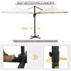 Outsunny 8FT Cantilever Patio Umbrella, Square Outdoor Offset Umbrella with 360° Rotation, Aluminum Hanging Umbrella with 3-Position Tilt, Crank & Cro