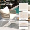 K&K 4-Piece Boho Rope Patio Furniture Set, Outdoor Furniture with Acacia Wood Table, Patio Conversation Set with Deep Seating & Thick Cushion for Back