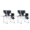 2-piece Padded Folding Outdoor Chair with Side Table and Storage Pockets,Lightweight Oversized Directors Chair for indoor, Outdoor Camping, Picnics an