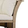 Outdoor Patio Daybed Wicker Rattan Double Daybed Round Sofa Furniture Set with Retractable Canopy, 4 Pillows for Lawn Garden Backyard Porch Pool, Beig
