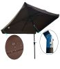10 x 6.5ft Rectangular Patio Umbrella Outdoor Market Umbrellas with Crank and Push Button Tilt for Garden Swimming Pool Market RT