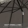 Outsunny 9ft Patio Umbrella with Push Button Tilt and Crank, Ruffled Outdoor Market Table Umbrella with Tassles and 8 Ribs, for Garden, Deck, Pool, Da