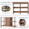 TOPMAX 66" Large Outdoor Farmhouse Wooden Potting Bench Table, Garden Workstation with 2 Drawers, Cabinet and Open Shelves for Backyard, Mudroom, Brow