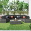GO 8-pieces Outdoor Wicker Round Sofa Set, Half-Moon Sectional Sets All Weather, Curved Sofa Set With Rectangular Coffee Table, PE Rattan Water-resist