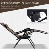 Outsunny Zero Gravity Chair Set with Side Table, Folding Reclining Chair with Cupholders & Pillows, Adjustable Lounge Chair for Pool, Backyard, Lawn,